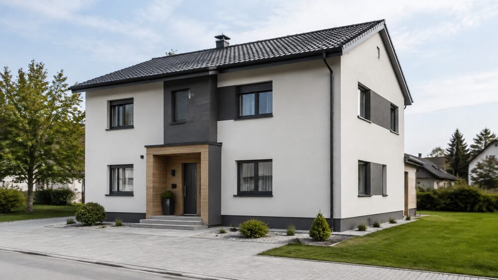 Predstavitvena fotografija moderne belo grafitne fasade